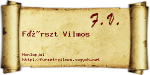 Fürszt Vilmos névjegykártya